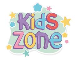 kids zone cartoon letters colorful stars vector