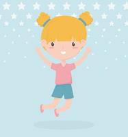 happy childrens day, cute little blonde girl with bun hair vector