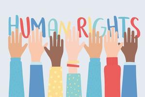 human rights, raised hands together community vector
