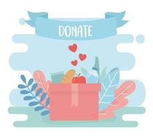 volunteering, help charity donate food water in box vector