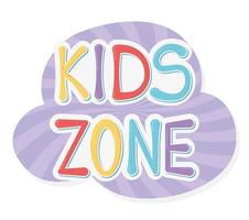 kids zone, letters artwork sticker playground children vector