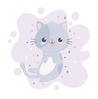 kawaii cartoon happy expression cat tongue out vector