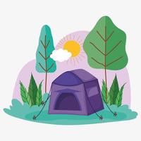 tent camping picnic in the park landscape vector