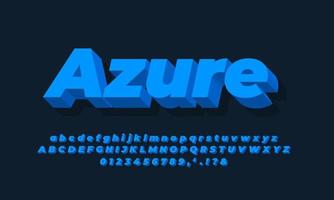 alfabeto moderno 3d efecto de texto azul claro limpio o diseño de efecto de fuente vector