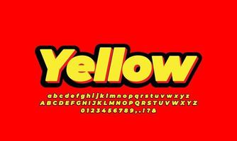 3d bold yellow  black text effect or font effect design modern vector