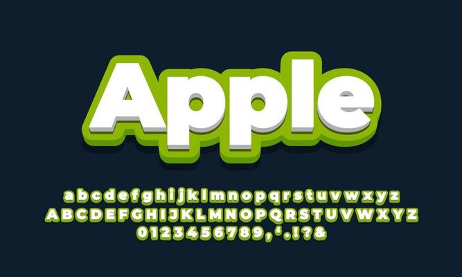 light green with white 3d  font effect or text styles design