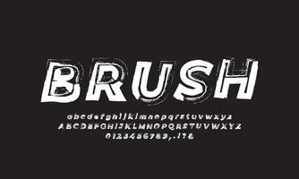 Brush font paint art black and white alphabet numbering vector design