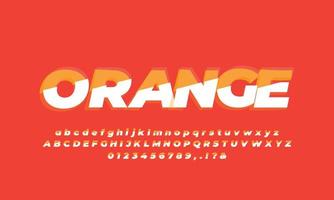 orange and white separated  alphabet or letter text effect or font effect design vector