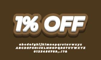 1 percent sale discount promotion text 3d chocolate vector