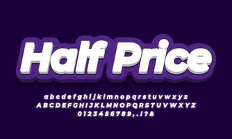 Half Price Sale discount promotion  3d purple template vector