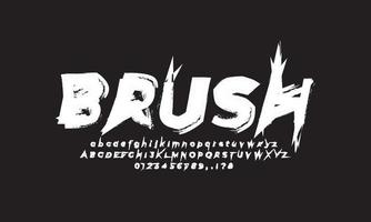 Brush font paint art black and white alphabet numbering vector design