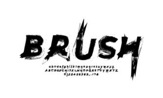 Brush font paint art black and white alphabet numbering vector design