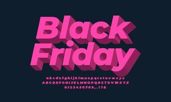 black friday text light pink 3d font effect or text effect design vector