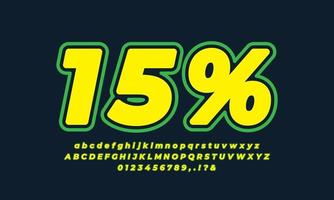 15 por ciento de descuento en la venta moderno texto en negrita amarillo verde vector