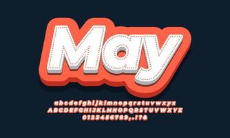 May month font  3d orange design template vector