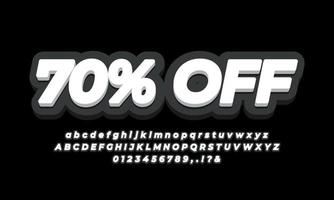 70 percent off seventy percent sale discount promotion text  3d dark black design vector