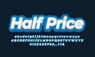 Half price ads 3d blue design vector