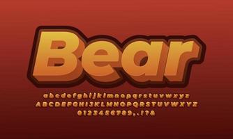 brown bear text effect  design vector
