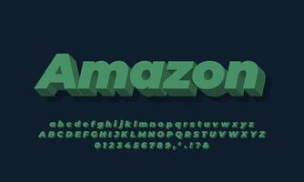 alphabet 3d  green dark text effect or font effect design vector