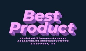 purple bold 3d  font effect or text styles design vector