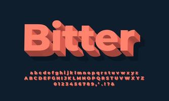 alfabeto moderno 3d efecto de texto naranja suave o diseño de efecto de fuente vector