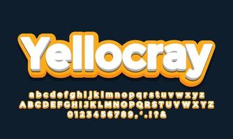 yellow dark with white 3d font effect or text effect design vector