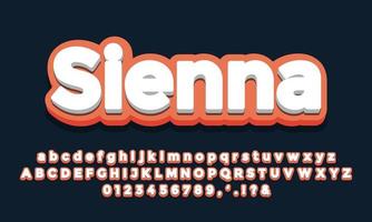 orange soft with white 3d font effect or text effect design vector