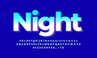 Night glow cyan abstract 3d modern text effect vector