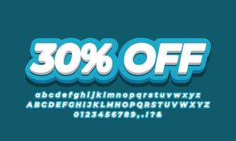 30 percent off thirty percent sale discount promotion text  3d blue design vector