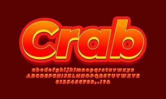 red crab skin text effect design vector