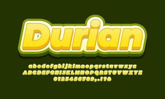 plantilla de diseño de efecto de texto durian vector