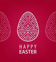 Vector easter egg with linear geometric decor on red background.