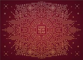 Chinese New Year, geometric abstract background, design template. Linear illustration, ornament vector