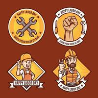 Colección de conjunto de insignias de feliz día del trabajo de saludo vector