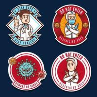 beware of viruses diseases badge set collection vector