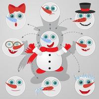 Snowman set. Infographic template. vector