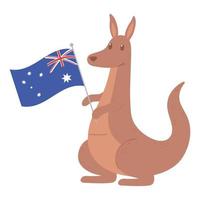 canguro con bandera de australia vector