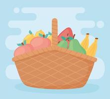 wicker basket with fruits vector