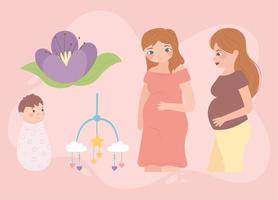 set pregnants women vector