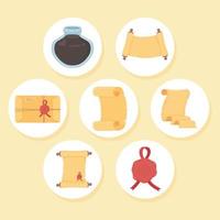icons set of parchment papers vector