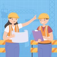 trabajadores ingenieros de la construcción vector