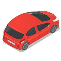 Isometric  red hatchback. vector