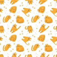 Seamless vector pattern with cute cats and paws