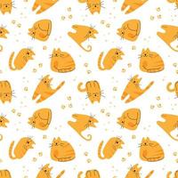 Seamless vector pattern with cute cats and paws