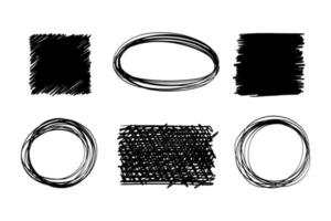 scribble black squares and cicles hand drawn vector elements. Grunge frames