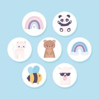 icons cute animals vector