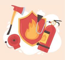 fire extinguisher and axe vector