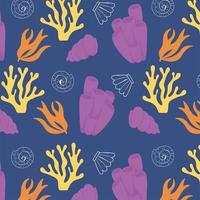 undersea seaweed and coral reef vector