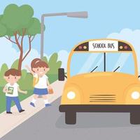 students waiting a bus vector