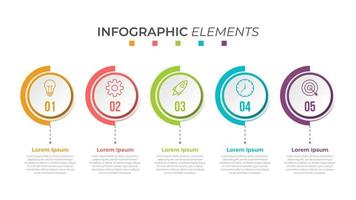 Presentación plantilla de infografía empresarial con 5 opciones. vector